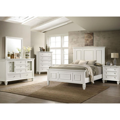 Table de chevet 3 de couleur blanc crème avec plateau coulissant - Rangement pratique charmant pour la chambre à coucher