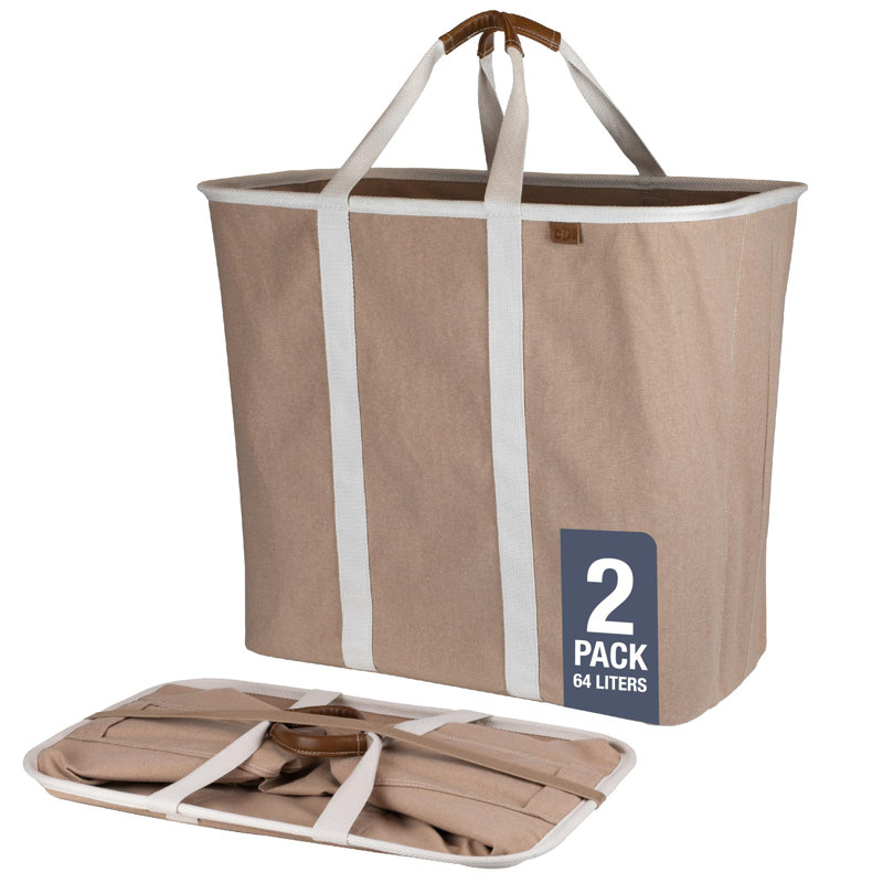 Collapsible Laundry Caddy - 2-Pack 64L - Foldable Storage Organization Container For Clothes Laundry Room Storage Solution