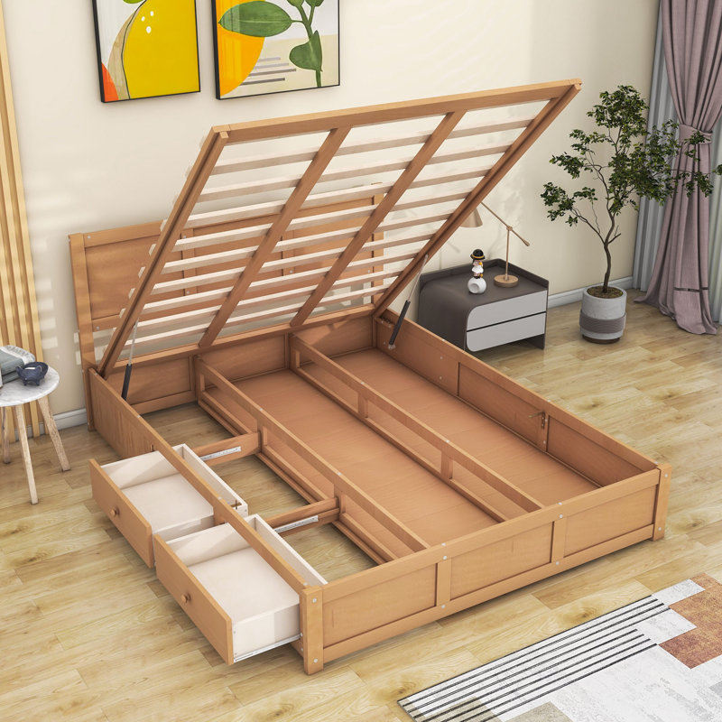 Amitai 2 Drawers Wood Platform Bed with Underneath Storage, Queen