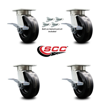 Kingpinle Swivel Caster Set with Brakes and Swivel Locks