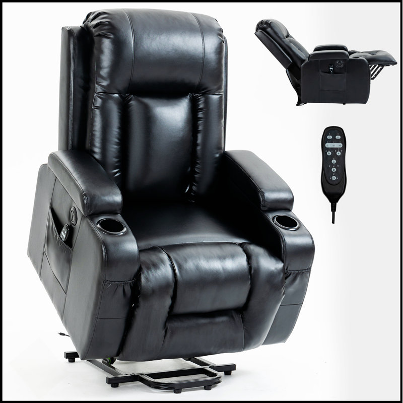 Fauteuil inclinable Infinity Power Power Lift pour personnes âgées, robuste avec massage par vibration à 8 points, chauffage lombaire, charge USB et porte-gobelets