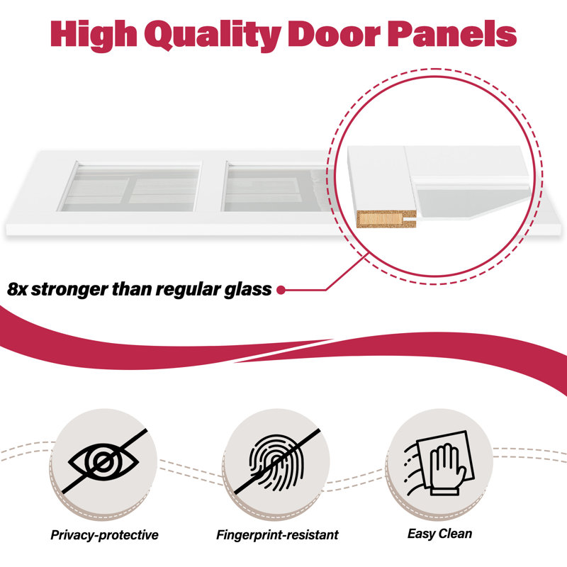  80 in. 3 Lite Forsted Glasses Pantry & Closet Sliding Doors With Hardware Kit  (No assembly required), 60" x 80"