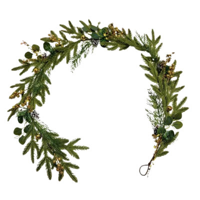 Kbndieu Christmas Artificial Pines Needles Pines Cones Red Berries and Vines with Lights and Vines Suitable for Indoor Decoration An Ideal Gift for Friendes