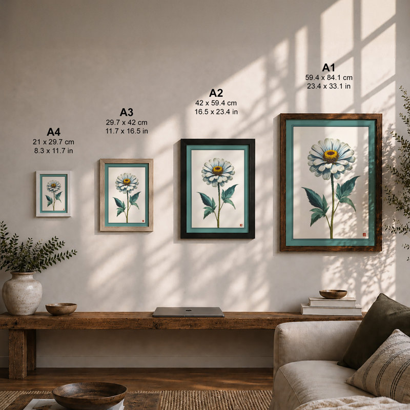 White Daisy Study Botanical - Print, Unframed, A2 - 59.4 x 42.0 cm