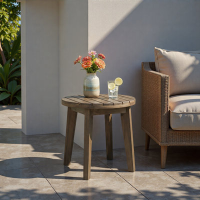 Outdoor 16" Acacia Wood Side Table