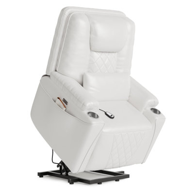 Power Lift Recliner Chair Sofa, PU Leather Reclining with Charging Ports, Cup Holders, Electric Stand Assist for Elderly, Home Theater Seating with Remote for Living Room