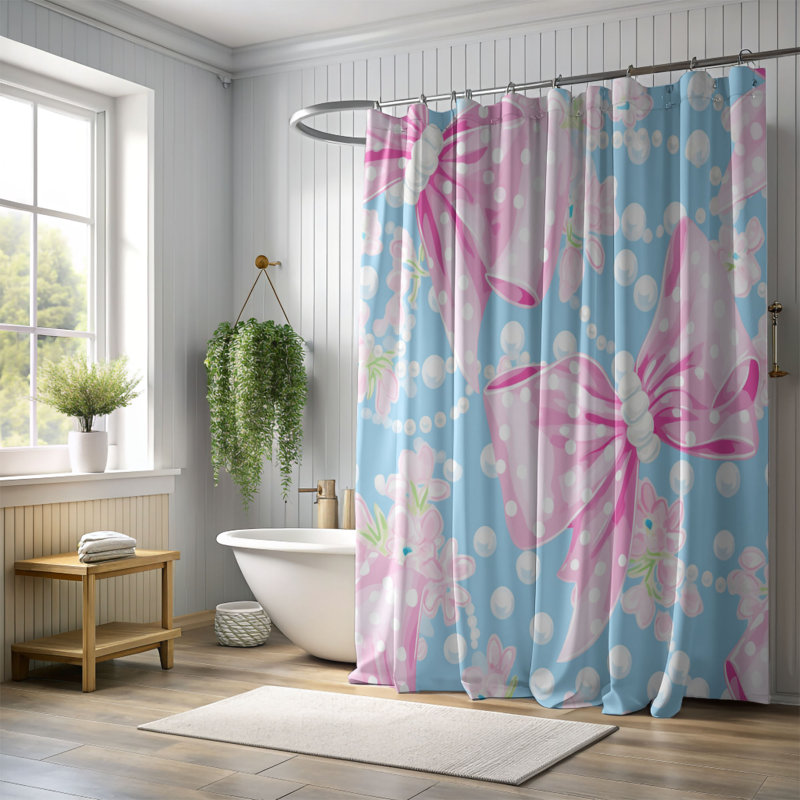 Rideau de douche 1 pièce Elegant Bows, H 74 po x l 71 po