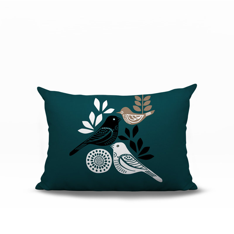 Emy Bird Reversible Indoor/Outdoor Rectangle Pillow, Rectangle 18"H x 25"W, Emerald