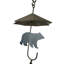 Chaîne de pluie rustique en métal, motif ours noir et parapluie, cuivre vieilli et noir, 190 cm de large