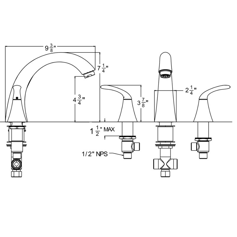 2 Handle Deck Roman Tub Faucet, PVD Satin Nickel
