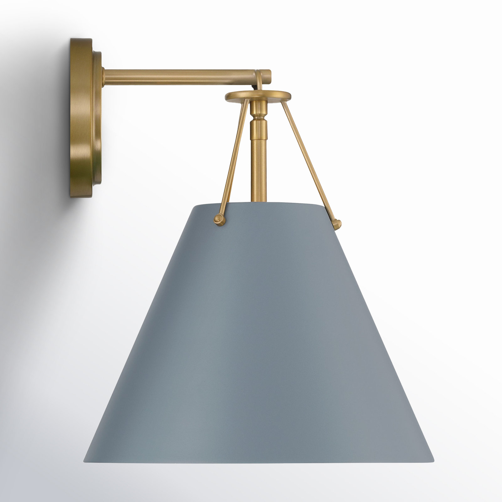 Kinston Single Light Dimmable Armed Sconce, Vibrant Gold, Blue