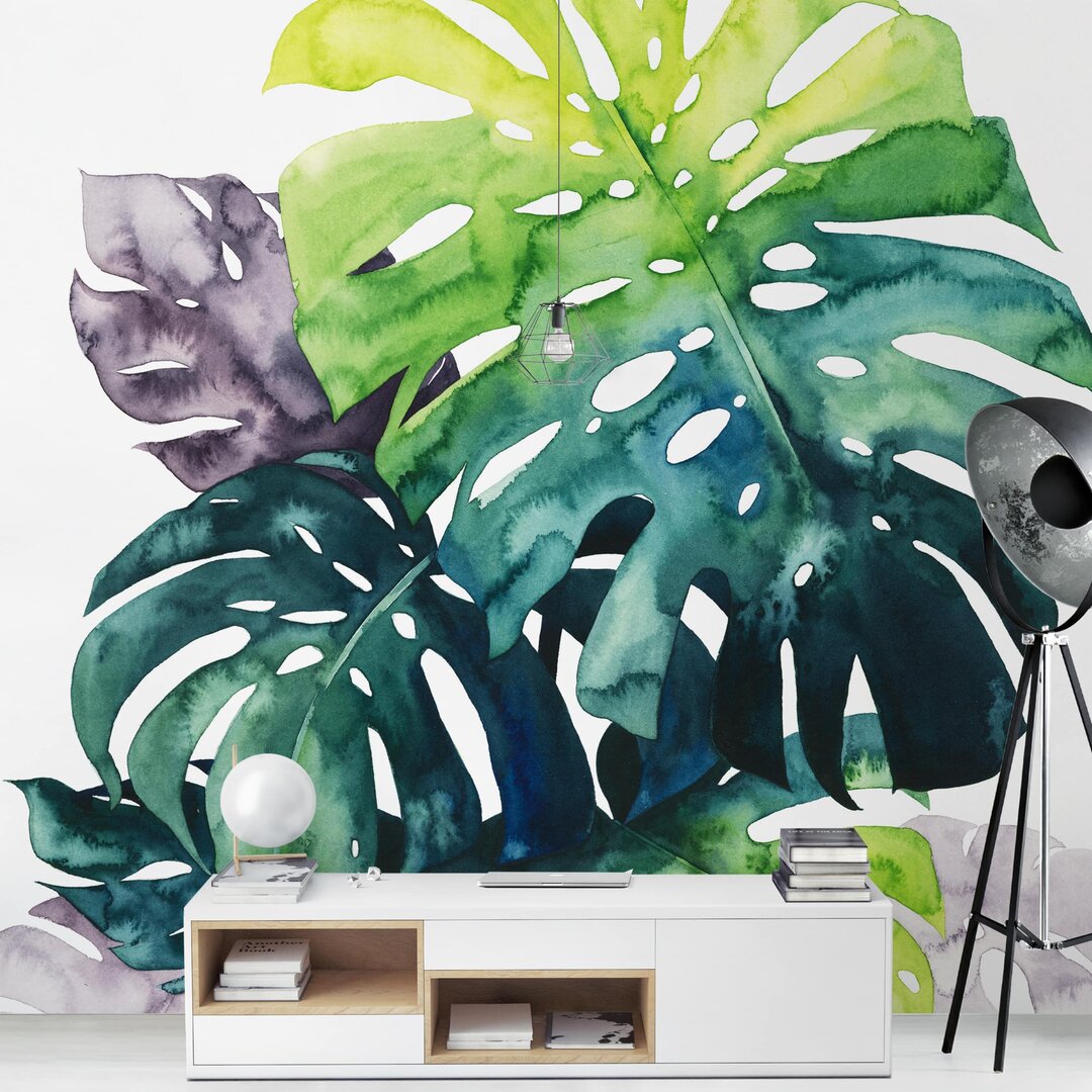 Matt Fototapete Exotisches Blattwerk - Monstera 2,4 m x 240 cm