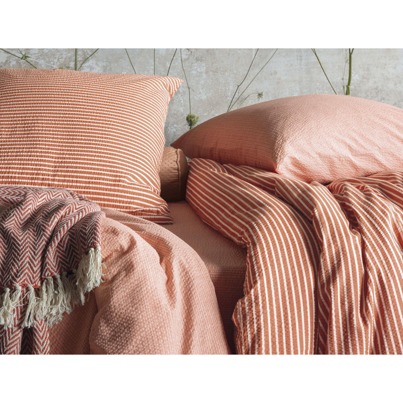 Cotton Modern Contemporary Duvet Cover Set, 155 x 220cm Duvet Cover + 1 Pillowcase (80 x 80), Orange