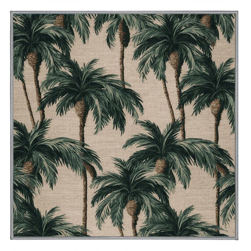 Tapis bord de mer lavable Palm Grove, Carré 6 pi