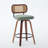 Set Of 3, 26-Inch Counter Height Bar Stools With Swivel, Cane Rattan Back, And Light Green Linen Upholstered Seats For Kitchen Island Or Bar | Gift Idea-426162266-426162261