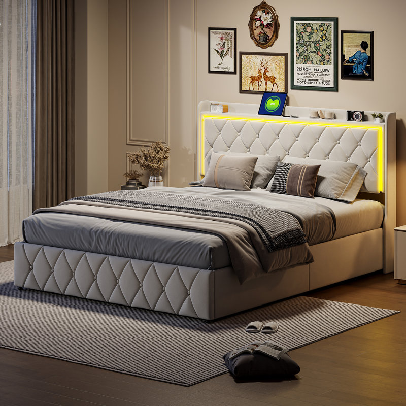 Rishi Upholstered Storage Bed, Double (4'6)