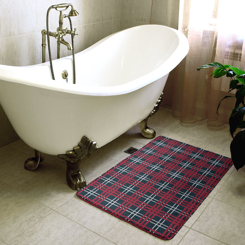 Memory Foam Non-Slip Bath Rug, 21" W x 34" L, Pink/Black 2