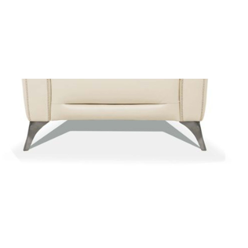 Chaise en cuir italien avec siège en sangle (assemblé), Crème