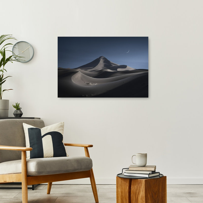 Moonlit Desert Dunes Peaceful Serene Tranquil Landscape Nature Wall Art Print, H 24 po x l 36 po