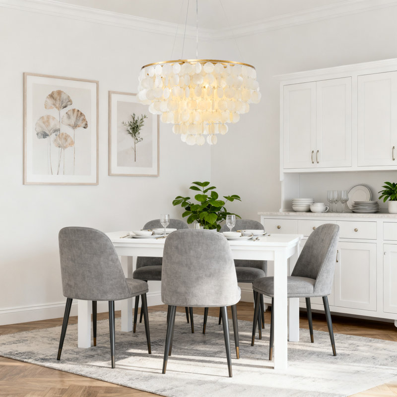 23.6inch Gold Coin-Inspired Shell Height Adjustable Chandelier