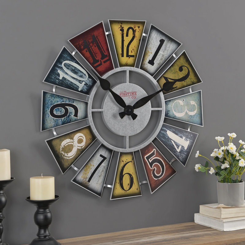 Multicolor Numeral Windmill 24" Farmhouse Wall Clock