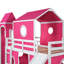 Lit simple mezzanine rose avec toboggan, tente et tour - Bois massif, conception de maisonnette, tour de couloir sous circulation d'air, tente à l'intérieur, construction, conception de fenêtre pour le plaisir-237279081