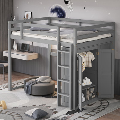Lit mezzanine double avec rangement