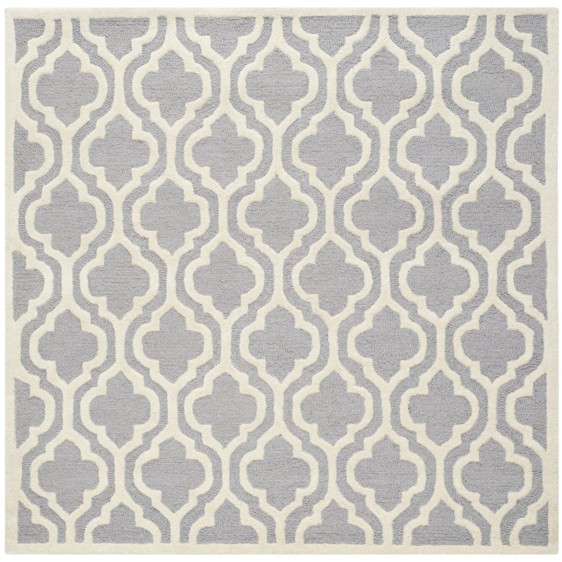 Cannen Hand Tufted Wool Geometric Rug, Square 8'