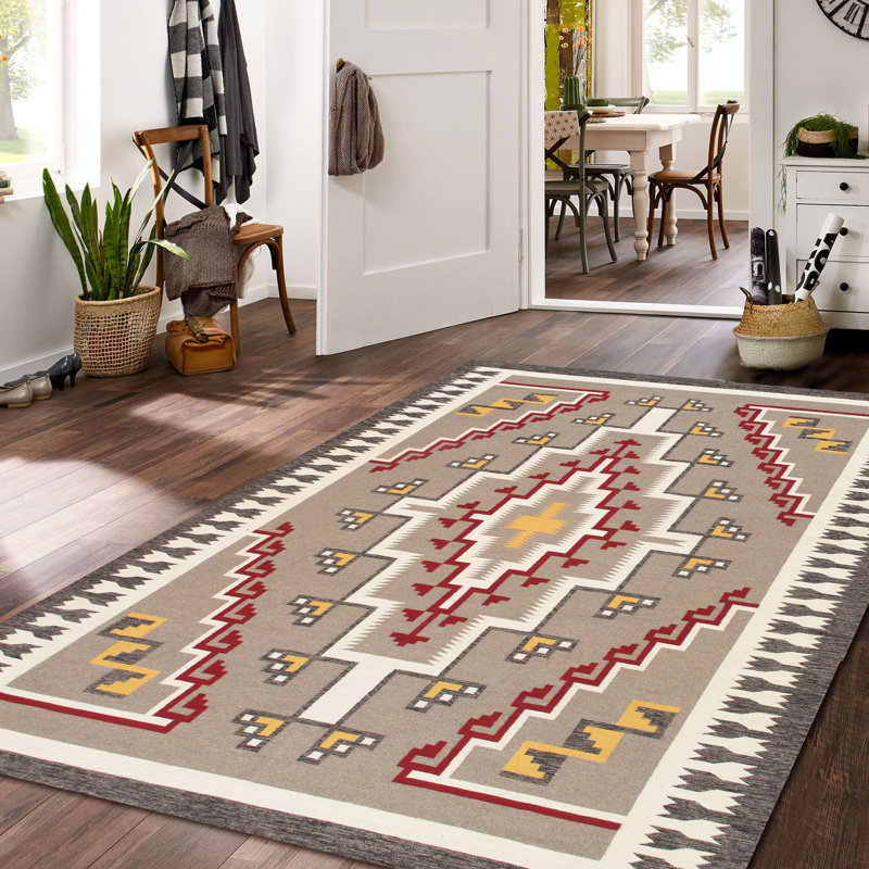 Tapis moka en laine tissé à la main Tuscany, Brun / Rouge