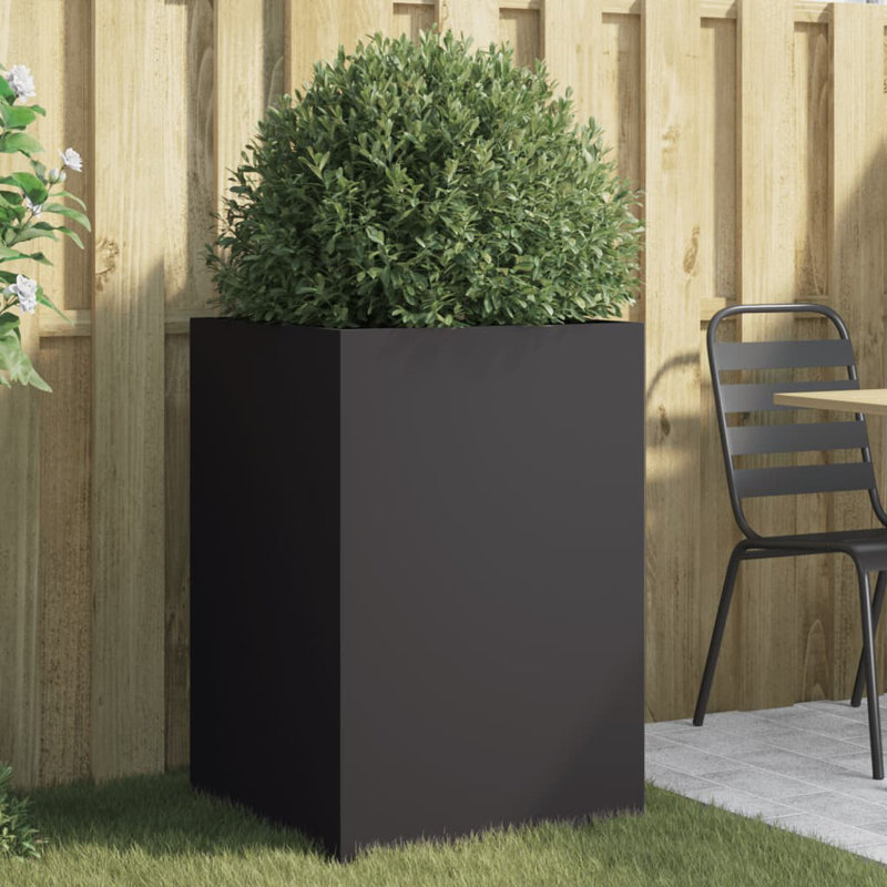 Planter Steel, 75cm H x 52cm W x 48cm D, Black