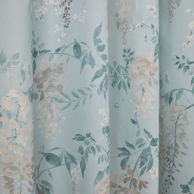 Kingsley 100% Cotton Semi Sheer Curtain Pair, Width 168 x Drop 137 cm, Duck Egg