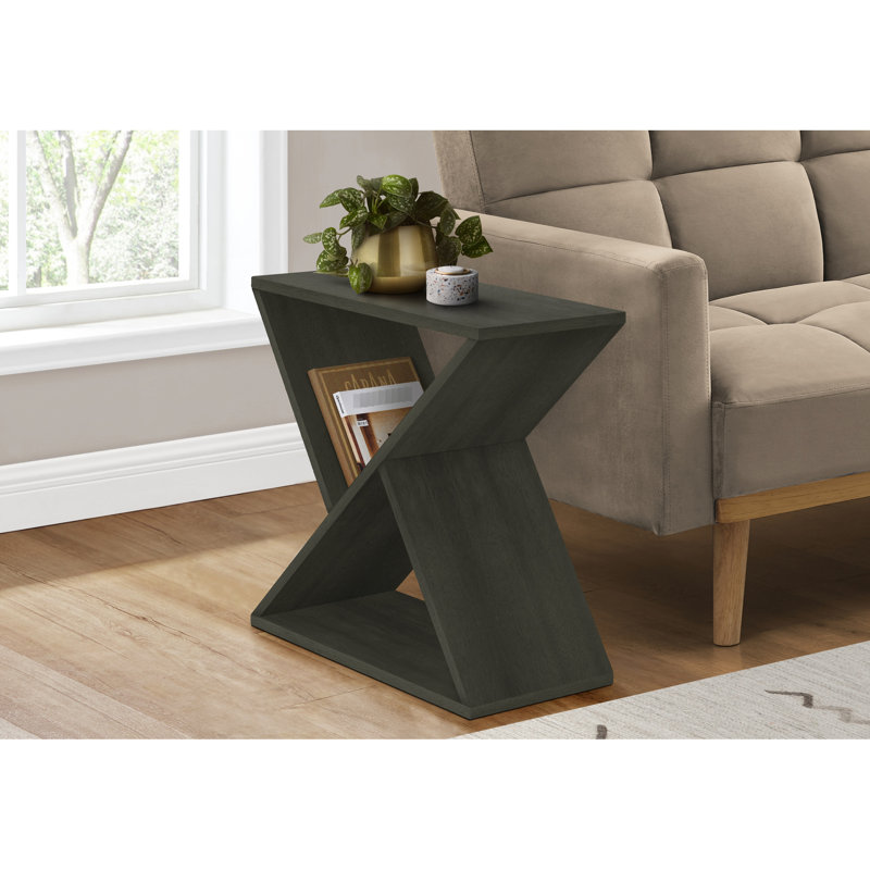 Table d'appoint étroite en placage foncé pour rangement de salon, chambre à coucher de 24 po