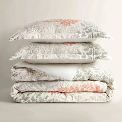 Cotton Sateen Printed Luxury Duvet Cover Set 3-Piece 100% ,/Linen Terracotta King