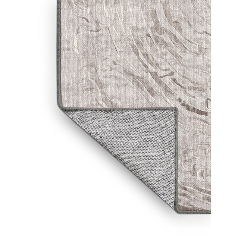 Machine Washable Gray Area Rug, Rectangle 7' x 9'