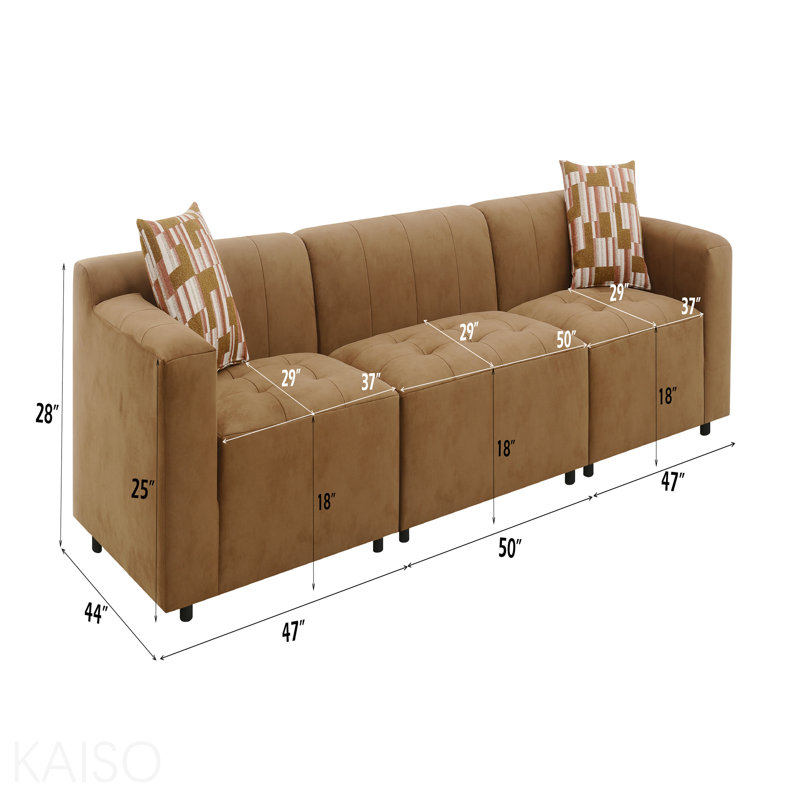 Ensemble de canapé modulaire, finition suède chocolat avec 2 coussins assortis