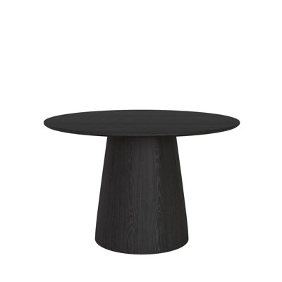 Solid Wood Round Table, 39" In Width, Black Finish, Vintage Style, Ideal For Entertaining Office, Stable Pedestal Base Table Dining Room, With Unique Grain Patterns, Design, High - Quality