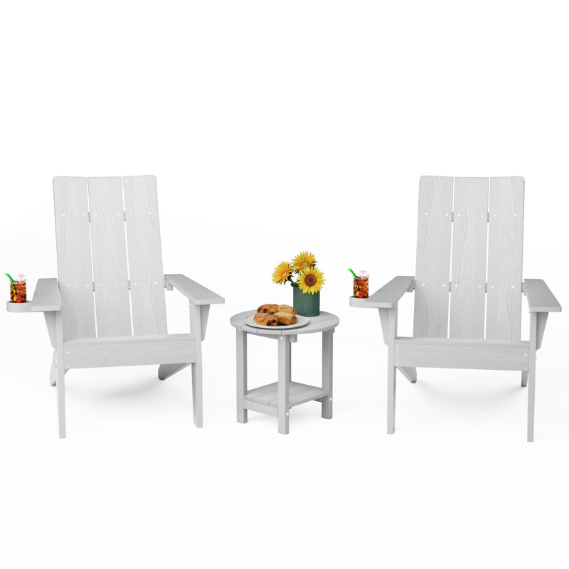 Chaise Adirondack en plastique avec table, Blanc