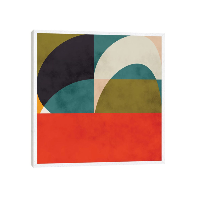 Geometric Shapes II 1 Piece Floater Frame Wall Art on Canvas, 45.72 cm H x 45.72 cm W, White