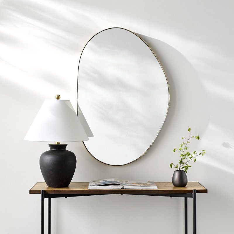 Kest Metal Asymmetrical Wall Mirror, 36" x 24", Gold