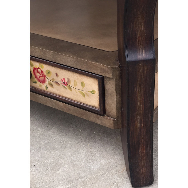 Table basse de style rétro américain, Marron foncé, Beige