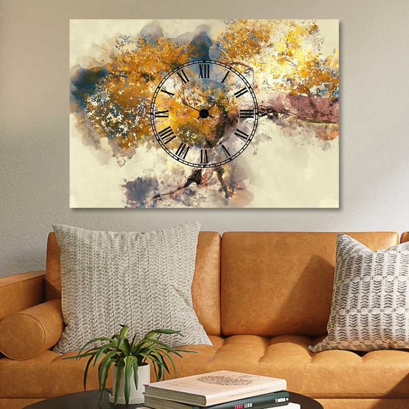 Elegant Decorative Wall Clock, 27.6 x 39.4 inches | 100% Cotton Face, 100% Wooden Frame (Thickness: 1.2 inches) | Eco-Friendly, Non-PVC Design | Perfect for Living Room, Bedroom, or Office Décor