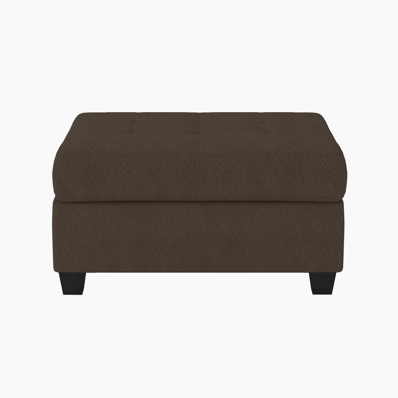 Lenita 33" Transitional Tufted Microfiber Storage Ottoman with Spacious Interior Storage, Elegant Tufted Design and Hidden Drop-Down Cup Holders