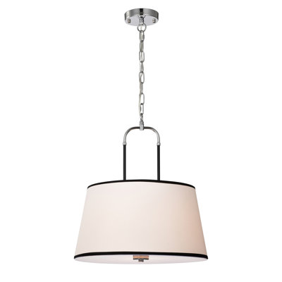 Taro 3-Light Chrome Finish Chandelier Ceiling Light With Shade - Chrome