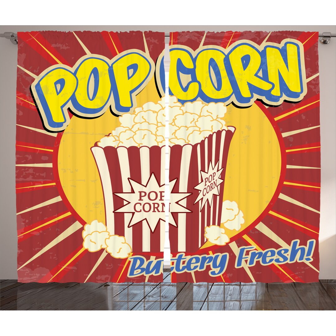 Rustikaler Vorhang, Pop Corn Film Snack, Retro, Mehrfarbig