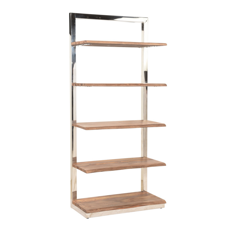 Quadier 75"H x 34"W Metal and Wood Five Shelf Bookcase
