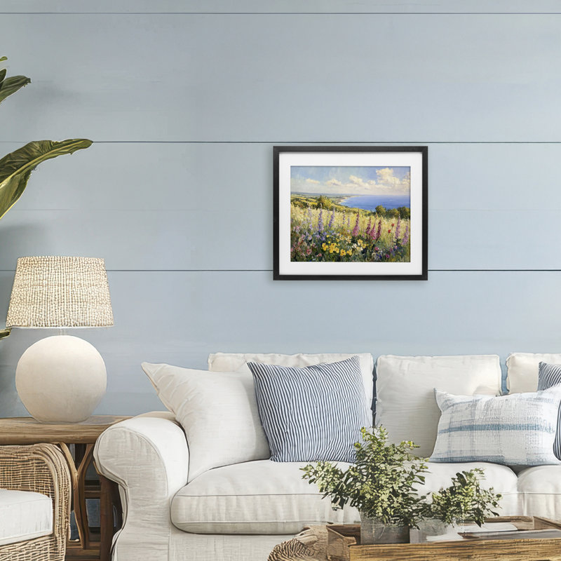 «Pastel Hyacinth Seaside Garden», reproduction sous verre encadrée, design par Petal Prints Design, H 13 po x l 16 po