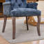 Chaise de salle à manger rembourrée en tissu de chenille, pieds courbés en bois massif, élégante chaise de salle à manger capitonnée pour salle à manger, paquet simple, bleu-1257352711