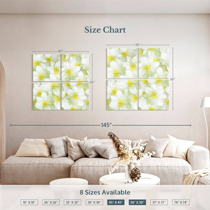 Harnek White Jasmine Flowers, 50" H x 50" W
