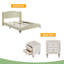 Ensemble de chambre à coucher 3 pièces avec grand lit plateforme tapissier en cuir PU et élégante table de chevet en PU avec 2 tiroirs, beige