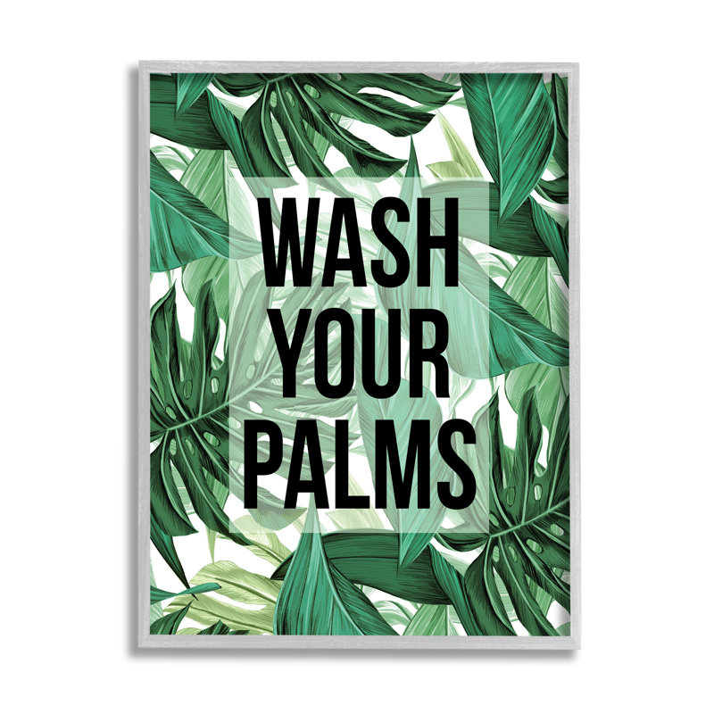 «Wash Your Palms Bathroom», feuilles de plantes vertes, H 14 po x l 11 po, Estampe numérique Farmhouse